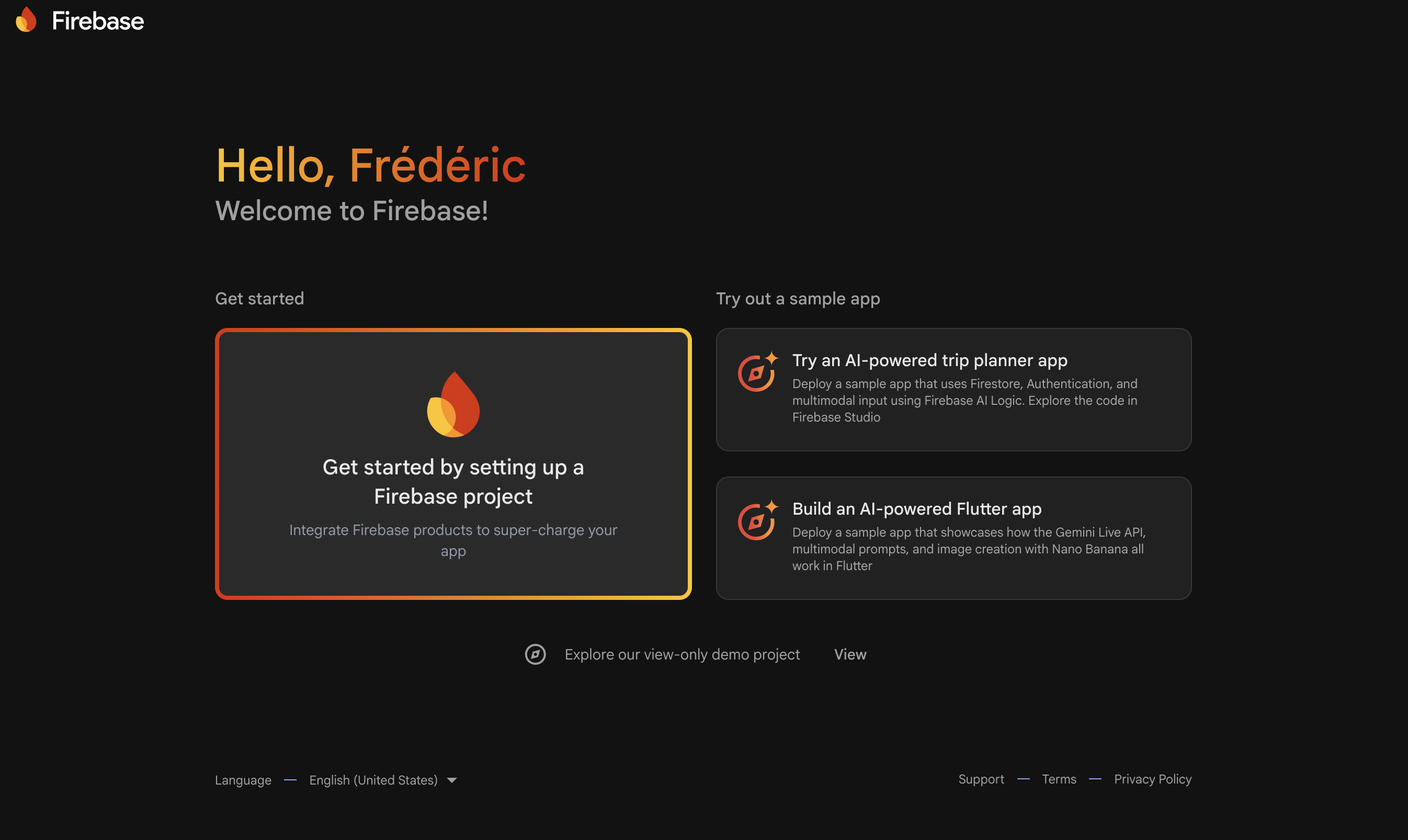 Firebase setup — step 1