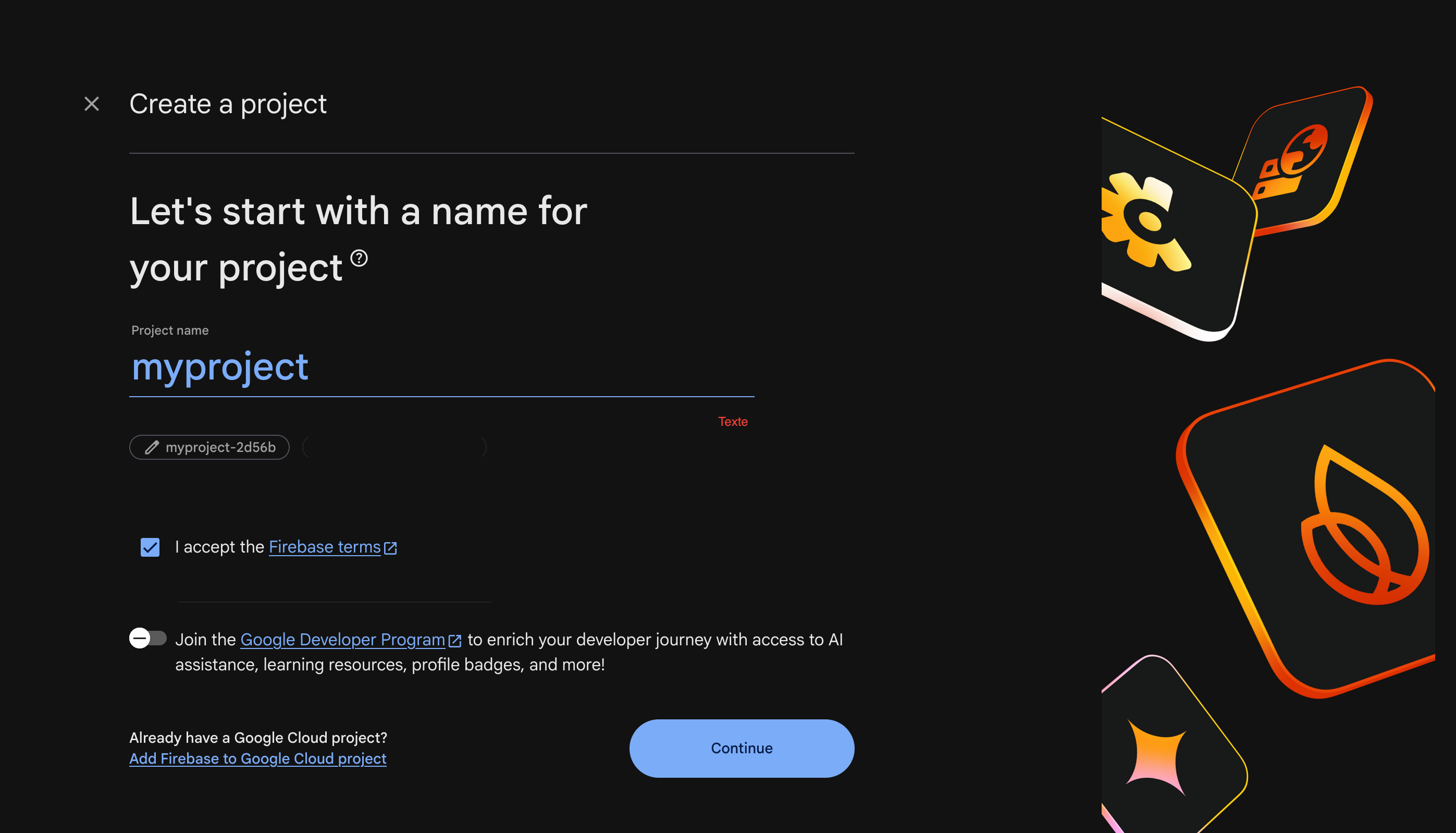 Firebase setup — step 2
