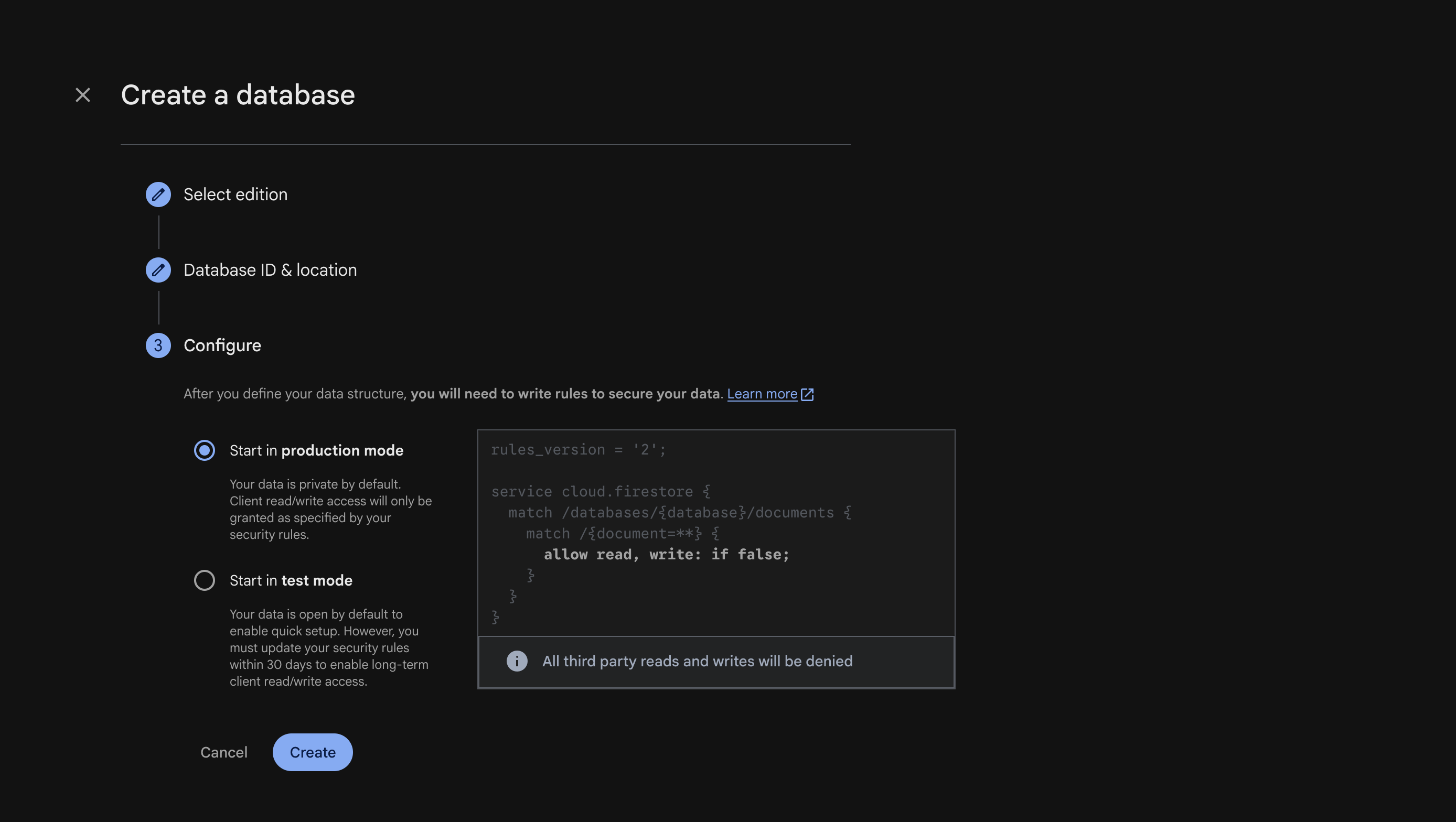 Firebase setup — step 10