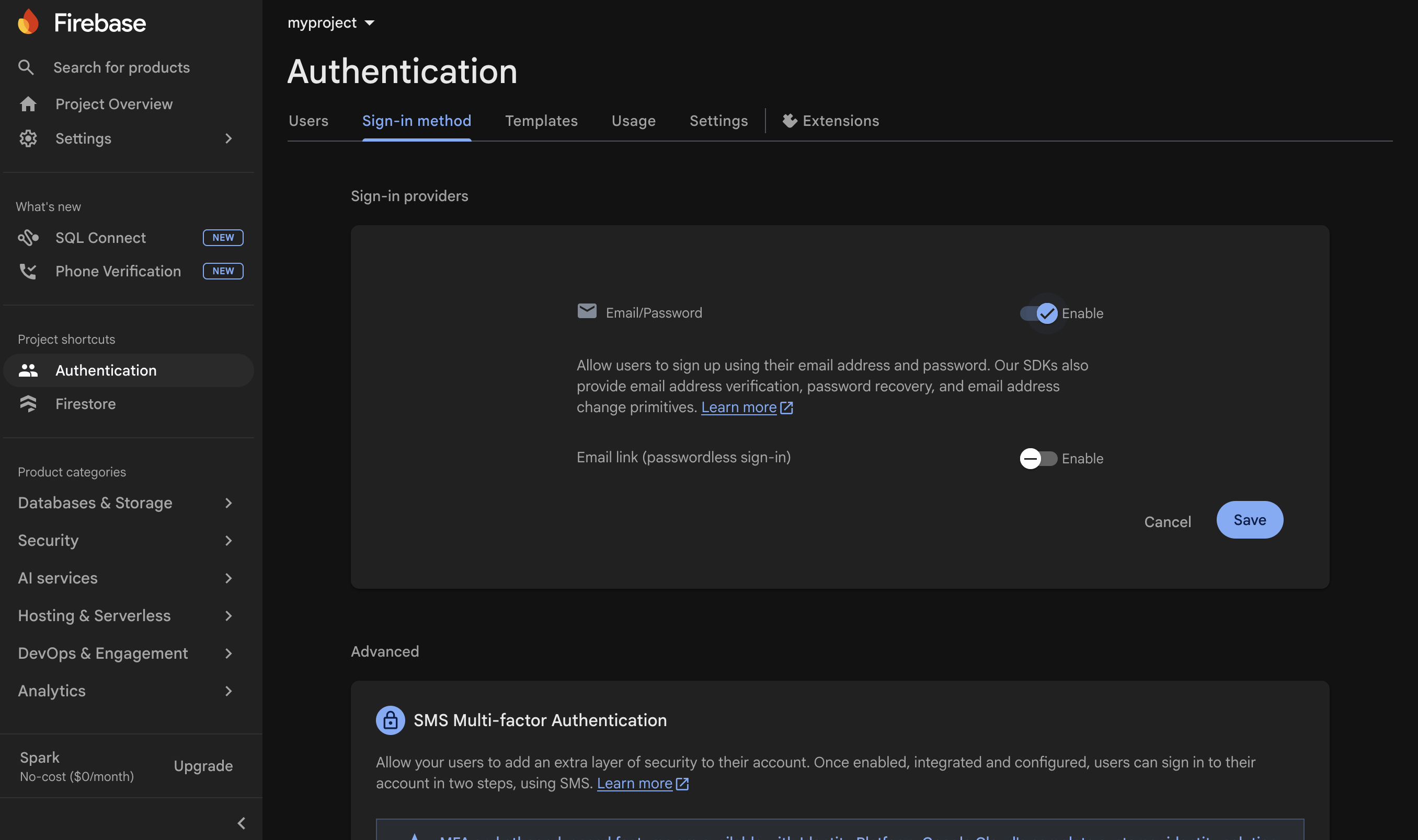 Firebase setup — step 15