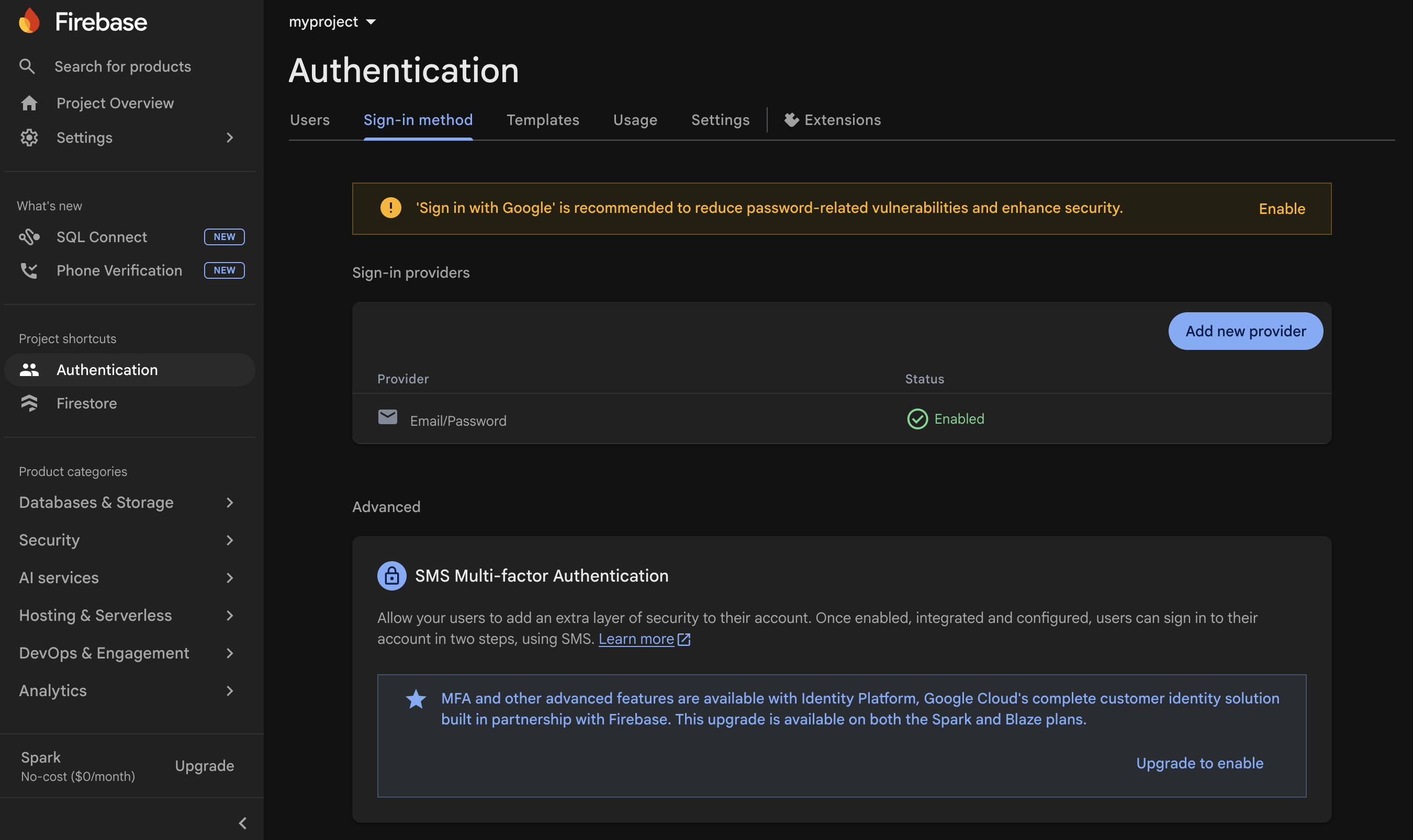 Firebase setup — step 16